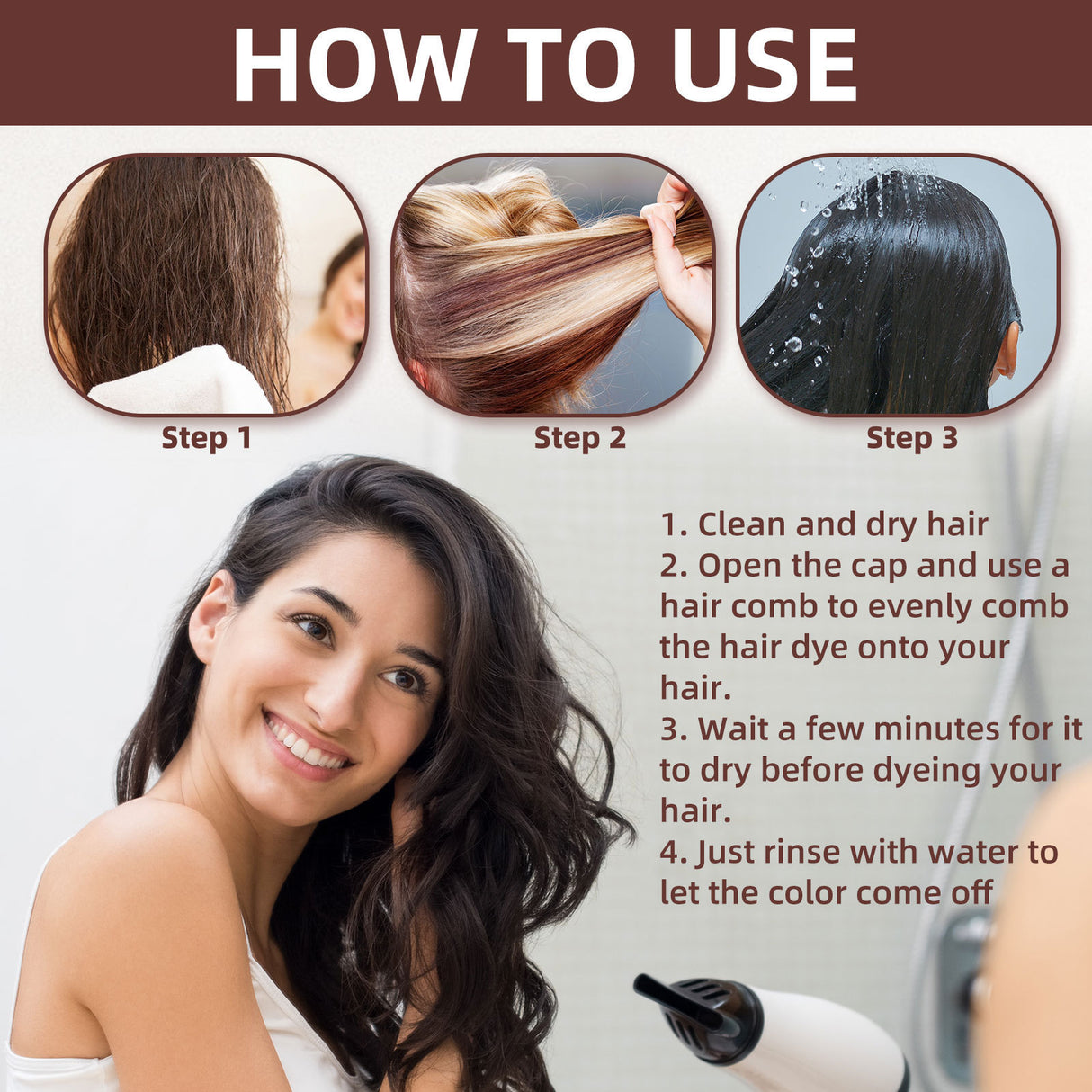 Polygonum Hair Dye Comb, Deep Clean Dry Smooth Black Glossy Hair Comb - V.I.P Digital Presence