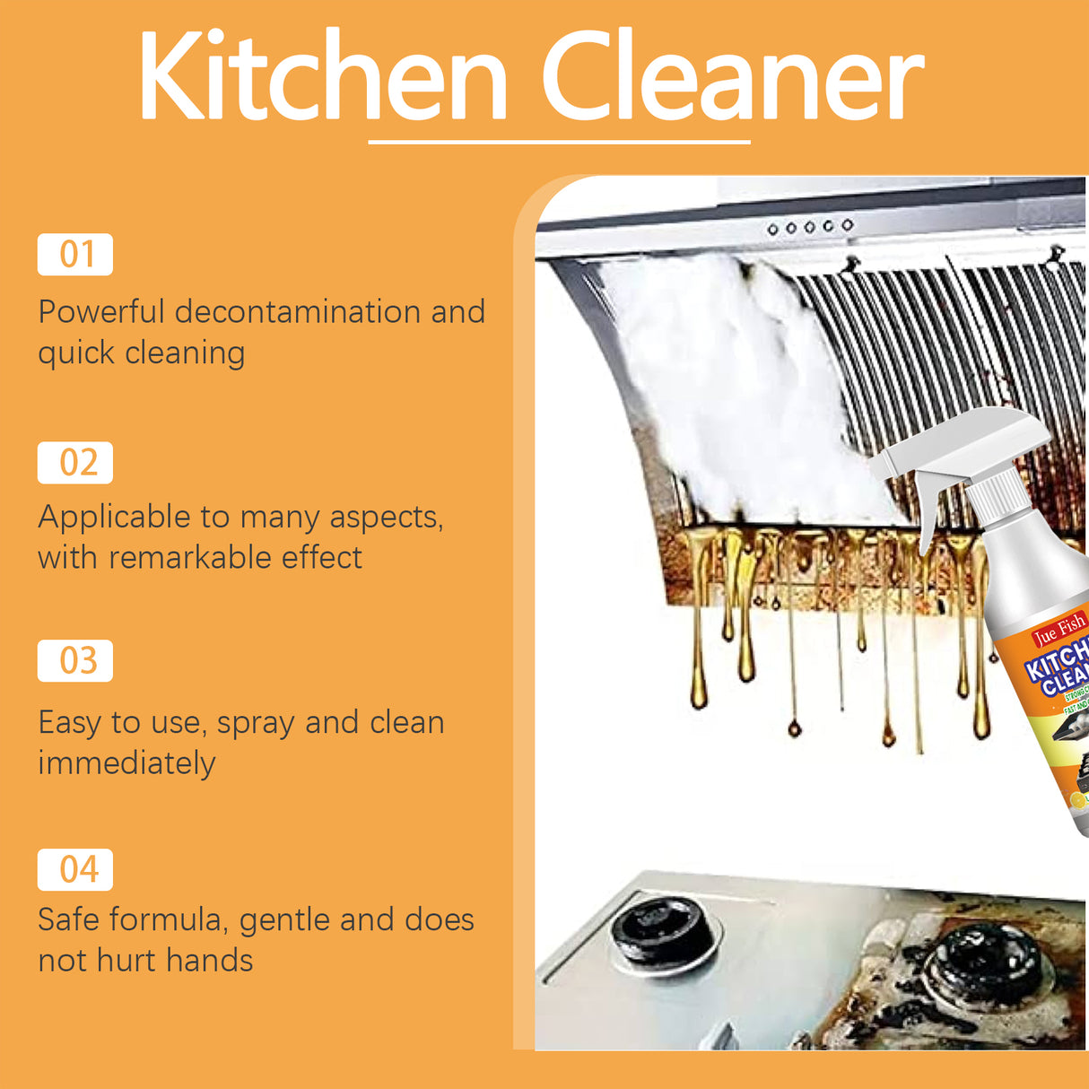 Kitchen Grease Cleaner, Multi-Effect Cleaning Kitchen Hood Stove Heavy Oil And Stubborn Dirt - V.I.P Digital Presence
