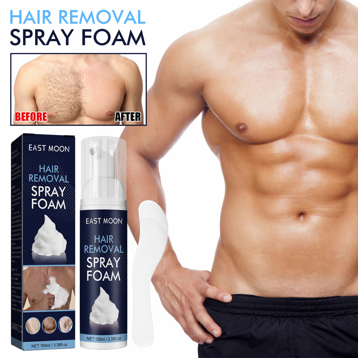 Men's Hair Removal Foam Spray Leg Underarm Chest Hair Gentle Cleansing Quick Hair Removal Spray