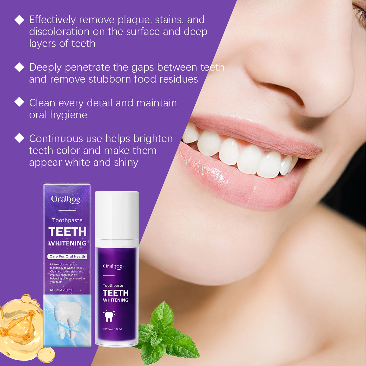 Purple Toothpaste Gently Cleans Odors, Dirt And Brightening Teeth Daily Hygiene Care Toothpaste - V.I.P Digital Presence