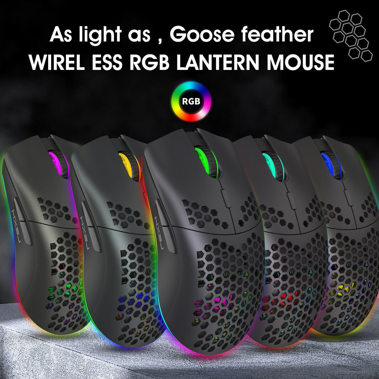 Lightweight hollow hole mouse RGB wireless 2.4G charging game light computer office mouse - V.I.P Digital Presence