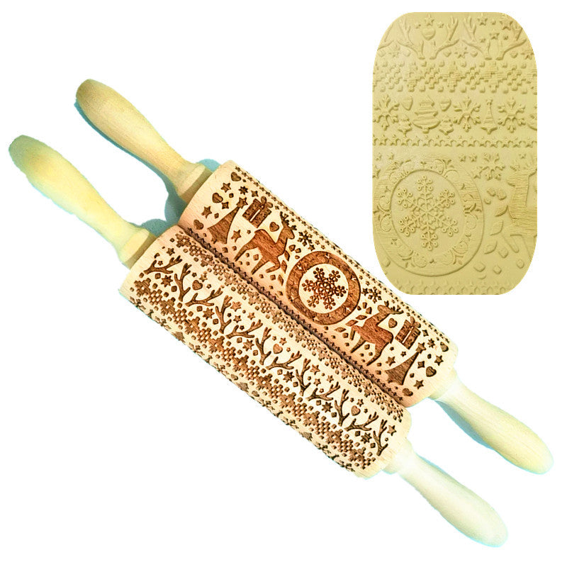 Wooden Rolling Pin Beechwood Laser Engraved Printed Rolling Pin Embossing Rolling Pin Christmas Flip Sugar Cookie Rolling Pin - V.I.P Digital Presence