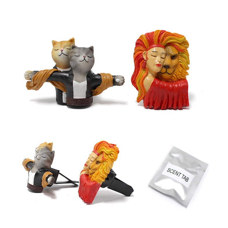 Resin couple cat and beast car aromatherapy clip car decoration aromatherapy clip ornaments - V.I.P Digital Presence