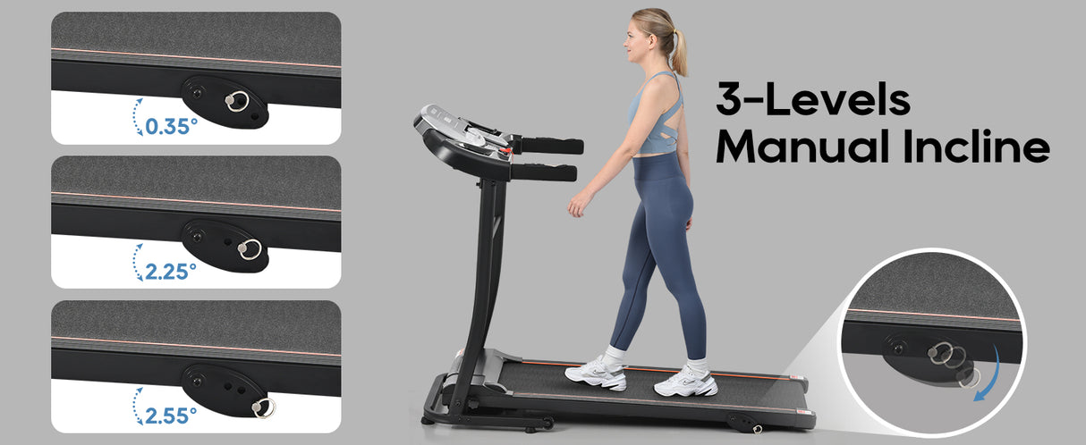 Home folding treadmill with pulse sensor, 2.5-horsepower silent brushless motor, 3-level tilt, 12 preset programs - V.I.P Digital Presence