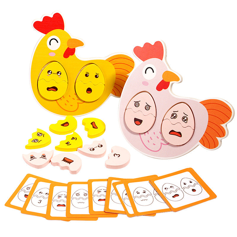 Wooden early education two person battle facial expressions building blocks logical thinking focus parent-child board game - V.I.P Digital Presence