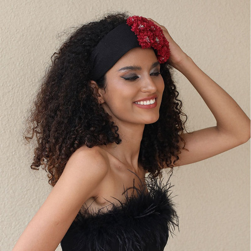 Flower series fashionable and exaggerated wide edge handmade fabric headband - V.I.P Digital Presence