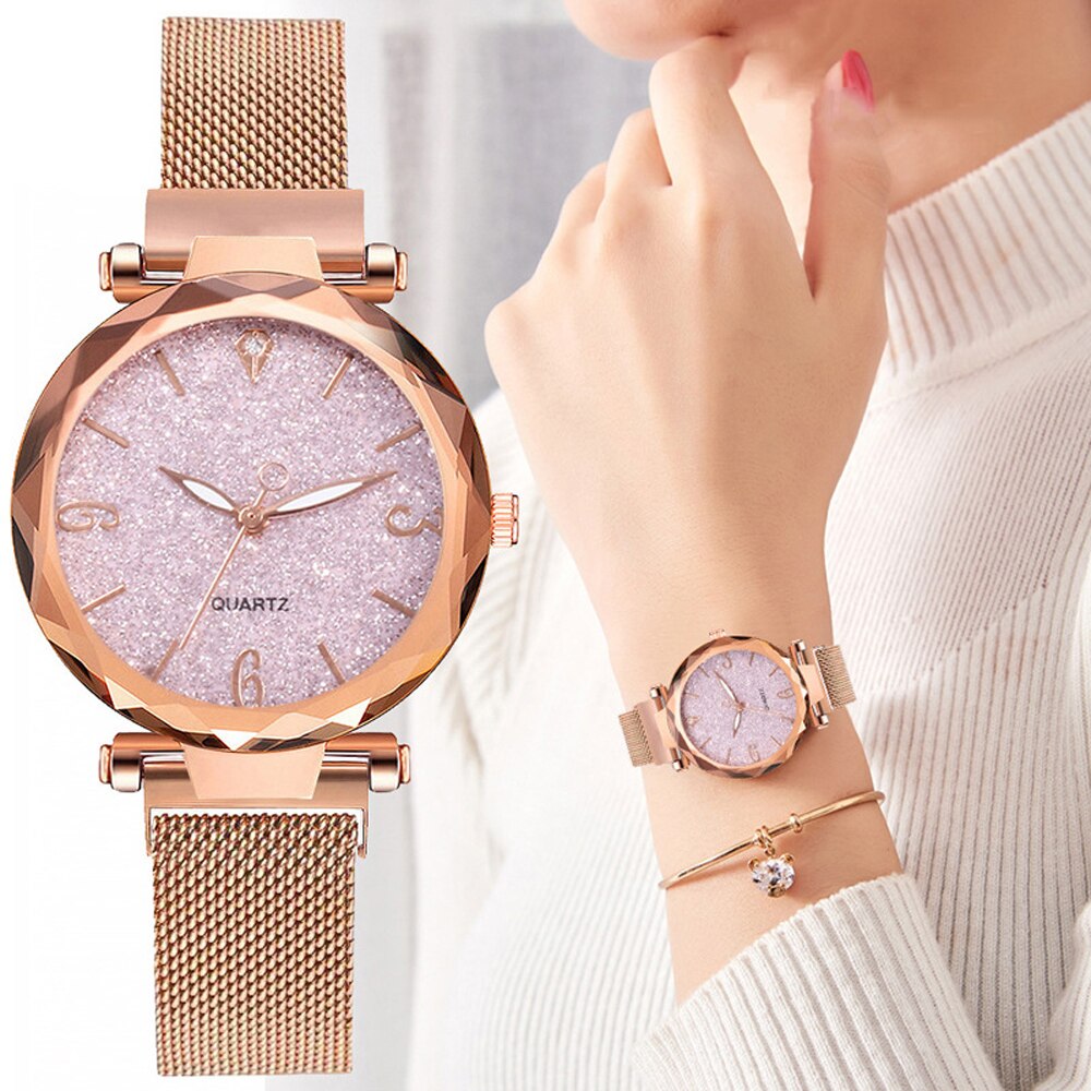 Rose Gold Women Watch Top Brand Luxury Magnetic Starry Sky Lady Wrist Watch Mesh Female Clock For Dropship relogio feminino - V.I.P Digital Presence