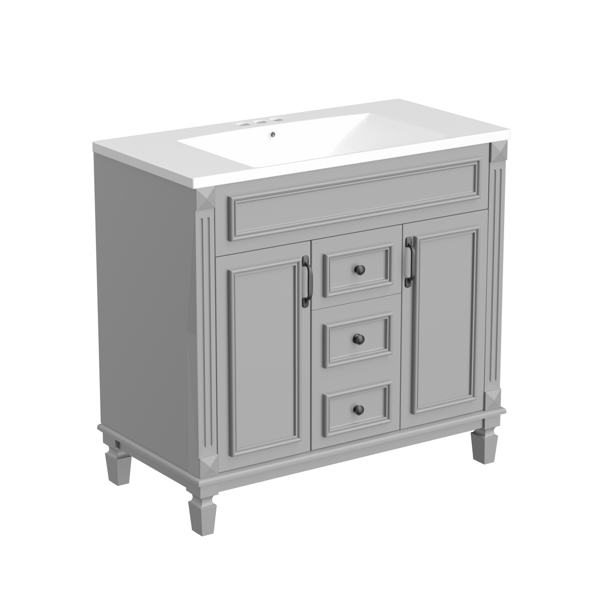 36'' Bathroom Vanity with Top Sink, Modern Bathroom Storage Cabinet with 2 Soft Closing Doors and 2 Drawers, Single Sink Bathroo - V.I.P Digital Presence