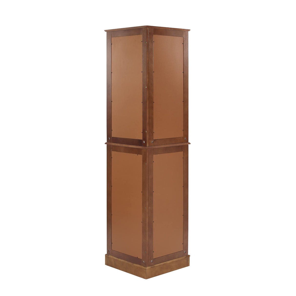 Corner Curio Dispaly Cabinet with Lights, Adjustable Tempered Glass Shelves, Mirrored Back,Walnut(E26 light bulb not included) - V.I.P Digital Presence
