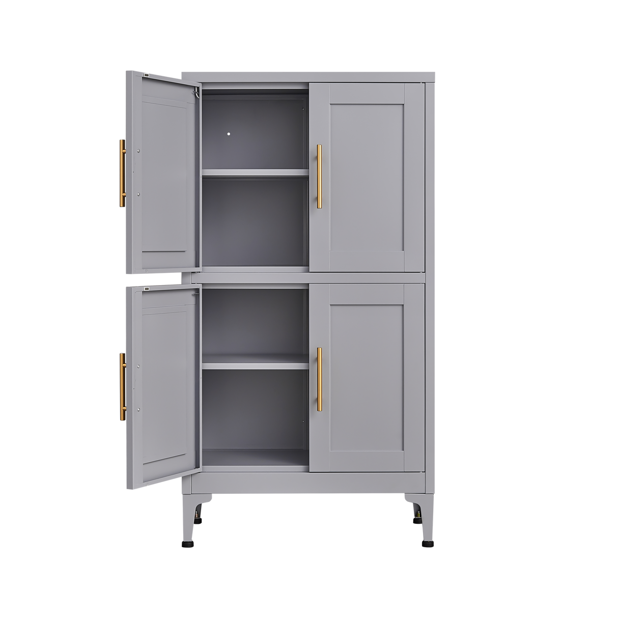 Grey metal kitchen storage cabinet, kitchen pantry storage cabinet with door and shelf, adjustable leveling feet - V.I.P Digital Presence
