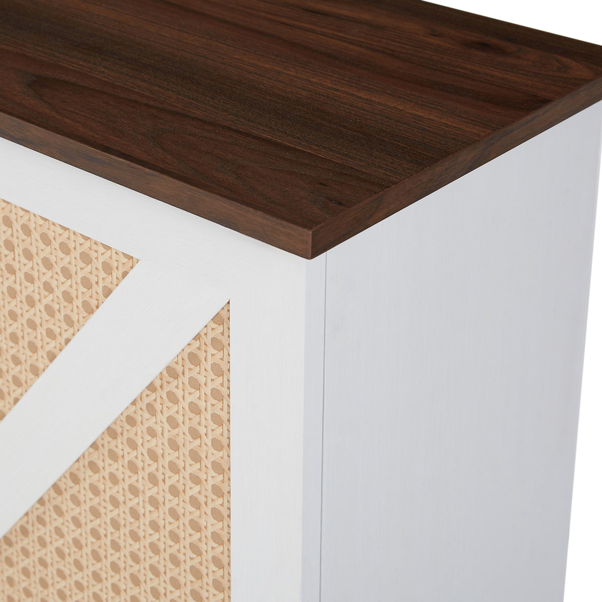 White Faux Rattan Barn Door Wine Cabinet with Wine Rack and Wine Glass Rack, Double Door Design with Removable Shelves - V.I.P Digital Presence