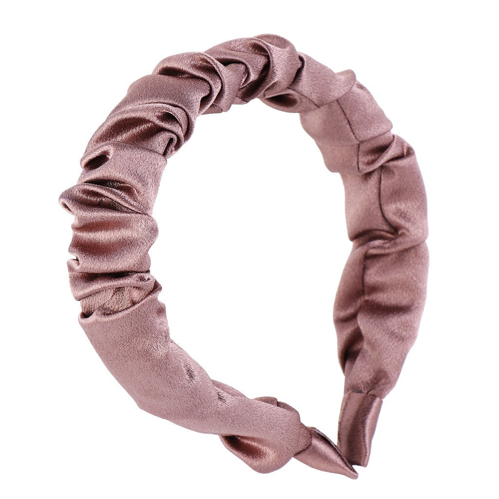 Multi color retro solid satin pleated hair compression headband - V.I.P Digital Presence