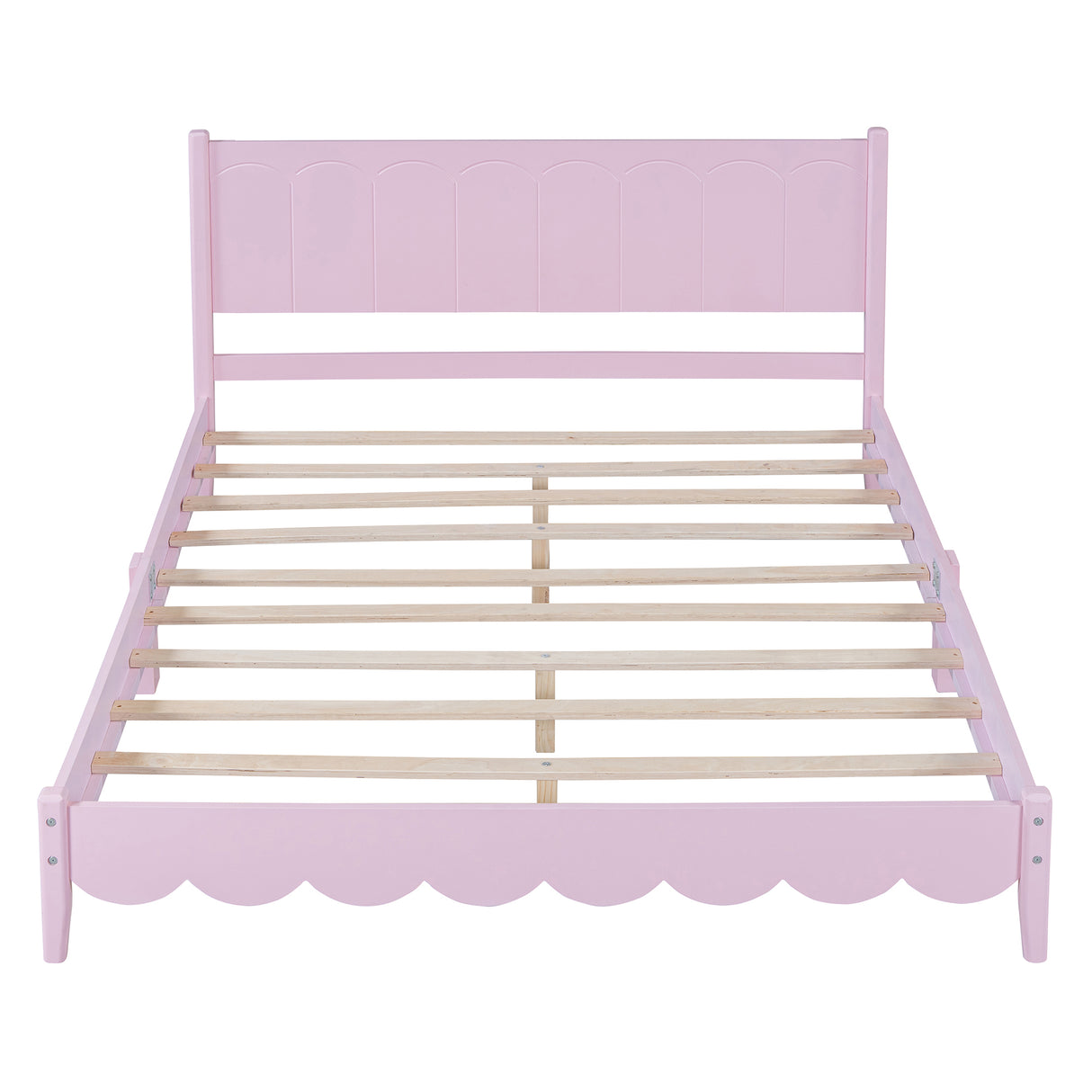 Queen Size Wood Platform Bed Frame, Retro Style Bed with Rectangular Headboard,No Need Box Spring,Pink - V.I.P Digital Presence