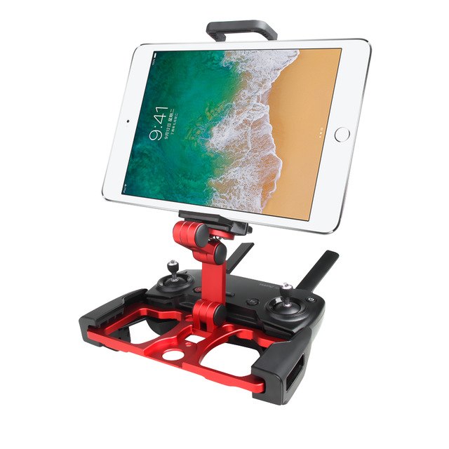 Soporte de aluminio para control remoto DJI Mavic 2 Pro Air Spark con correa de montaje para iPhone, iPad, tableta y Samsung