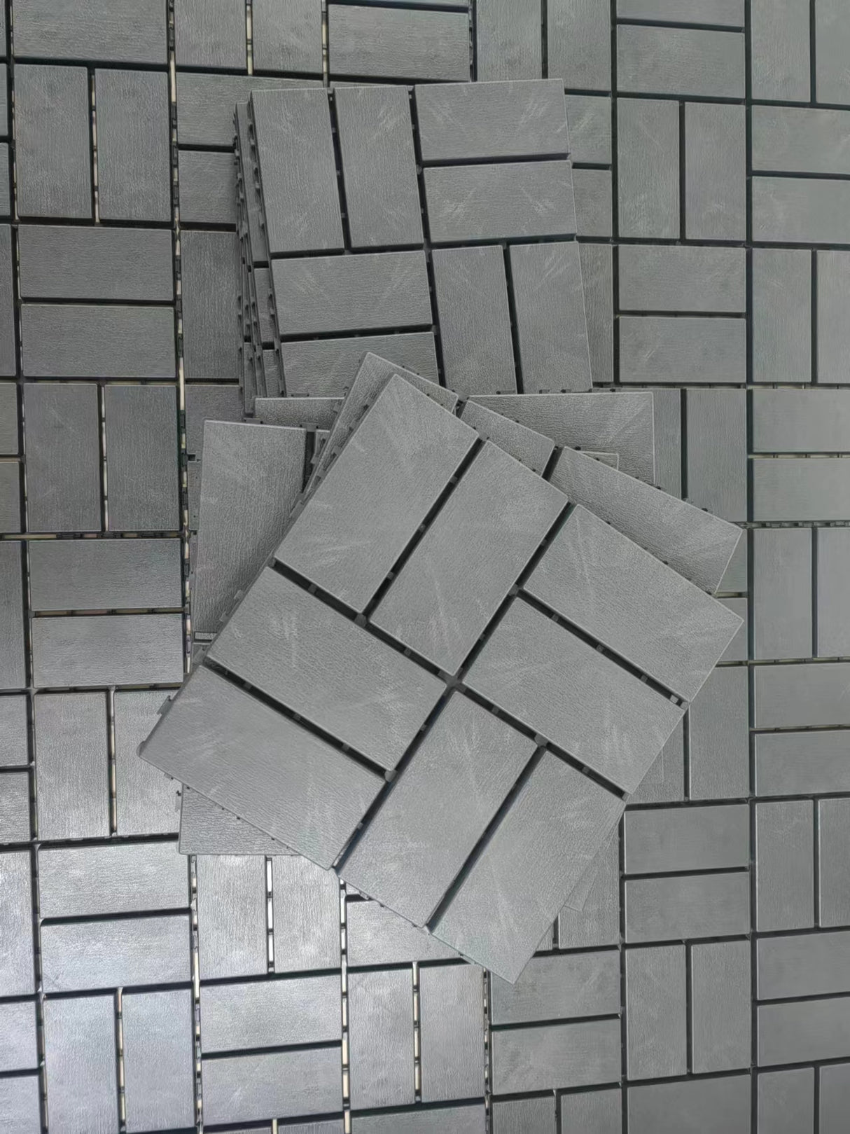 Plastic interlocking deck tiles, 36 pieces, 12 inch x 12 inch waterproof terrace tiles, with strong drainage design in grey - V.I.P Digital Presence