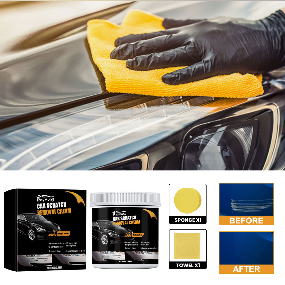 Car Scratch Removal Cream, Decontamination Dust Repair Car Paint Scratches Polishing Maintenance Refurbishment Coating Paste - V.I.P Digital Presence