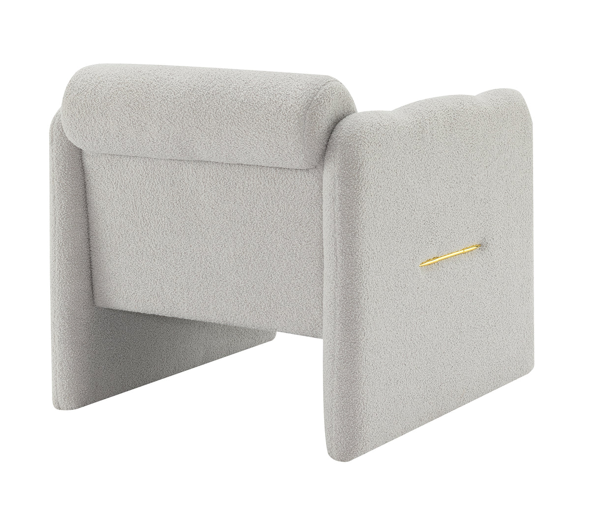 Armchair with wavy armrests, metal decorations on both sides of the armrests, made of Teddy cloth, light gray - V.I.P Digital Presence