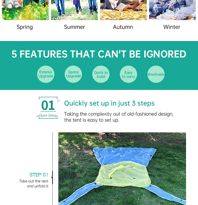 Pop Up Beach Tent Sun Shade Shelter Anti-UV Shelter Fully Automatic Folding Camping Tent - V.I.P Digital Presence