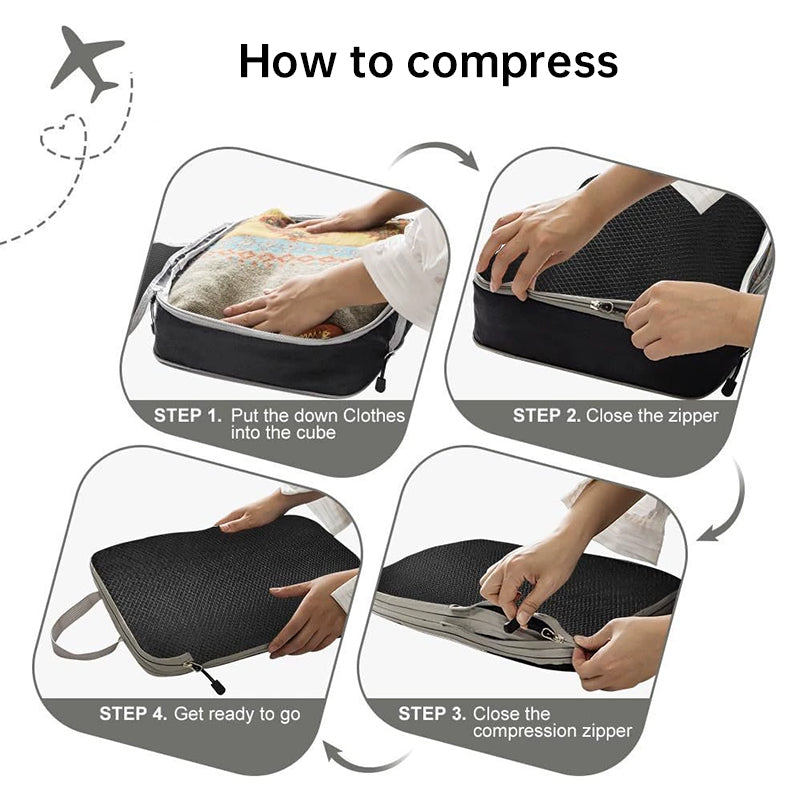 Travel compression packing cubes – ultralight, expandable, for luggage organization - V.I.P Digital Presence