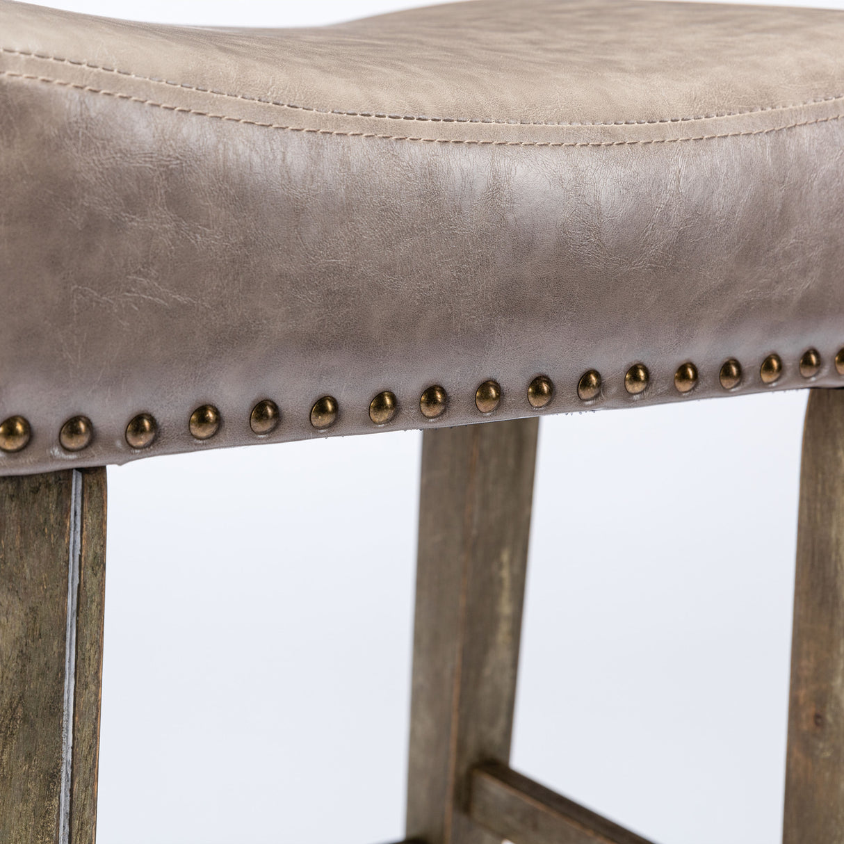 Counter Height 29" Bar Stools for Kitchen Counter Backless Faux Leather Stools Farmhouse Island Chairs (29 Inch Gray Set of 2)