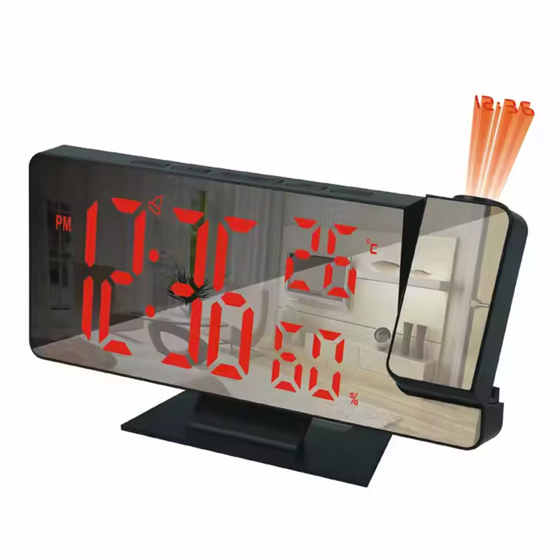 Home LED Projection Alarm Clock - Time, Temp Display, Backlight, Snooze - V.I.P Digital Presence
