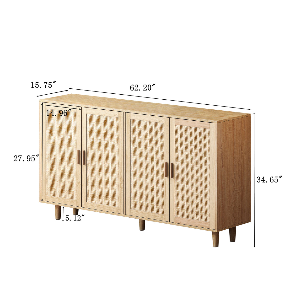 62.20"Elegant and Functional 4-Door Rattan Decorative Storage Cabinet,for Bedroom,Living Room,Office,Easy Assembl - V.I.P Digital Presence