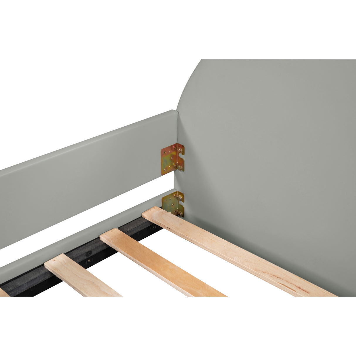 Twin Size Upholstered Daybed with Carton Ears Shaped Headboard Grey