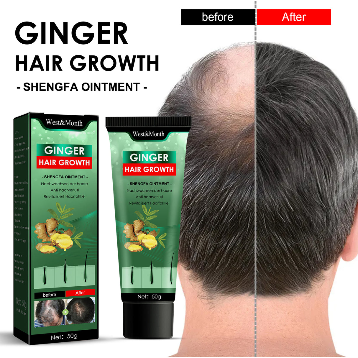 Ginger Hair Growth Ointment, Moisturize And Thicken Hair, Repair Damaged Hair And Prevent Hair Loss Hair Care Cream - V.I.P Digital Presence