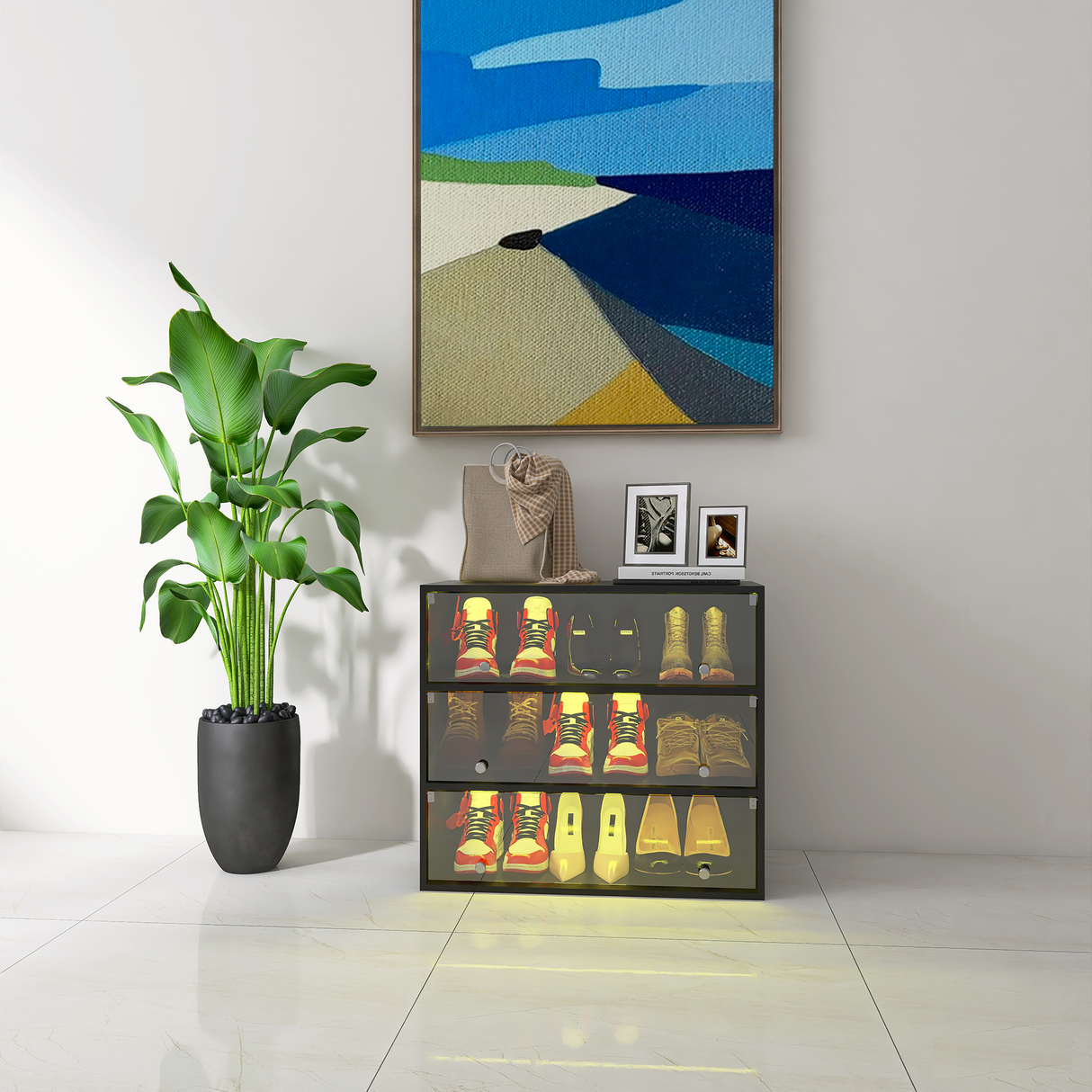 LED light shoe box three layers with glass doors - V.I.P Digital Presence