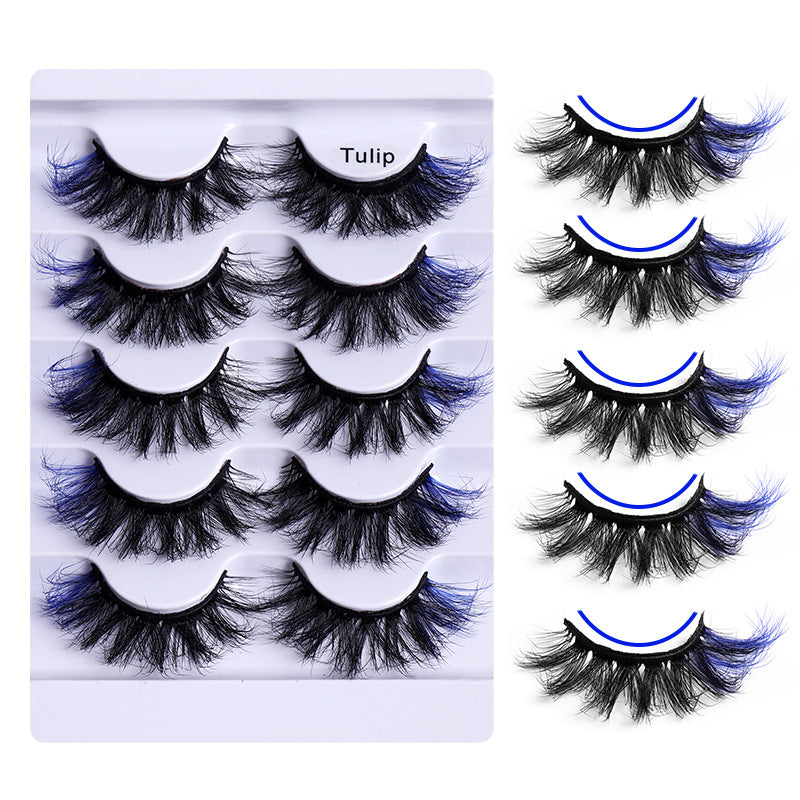 5 Pairs Of Colorful Fried False Eyelashes Multi Layer Thick Cross Mink Like Eyelashes - V.I.P Digital Presence