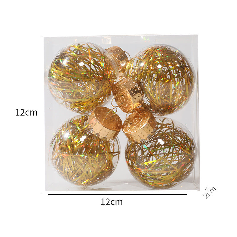 Christmas Ball Transparent PET Laser Silk Grass Ball Christmas Tree Pendant Decoration Props 4PCS per box - V.I.P Digital Presence