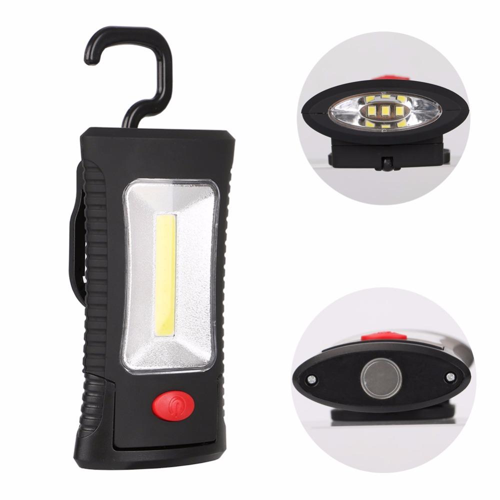 2-Modes COB LED Magnetic Working Folding Hook Hanging Lamp Torch Linternas Flashlight Handy Lighting Use 3x AAA