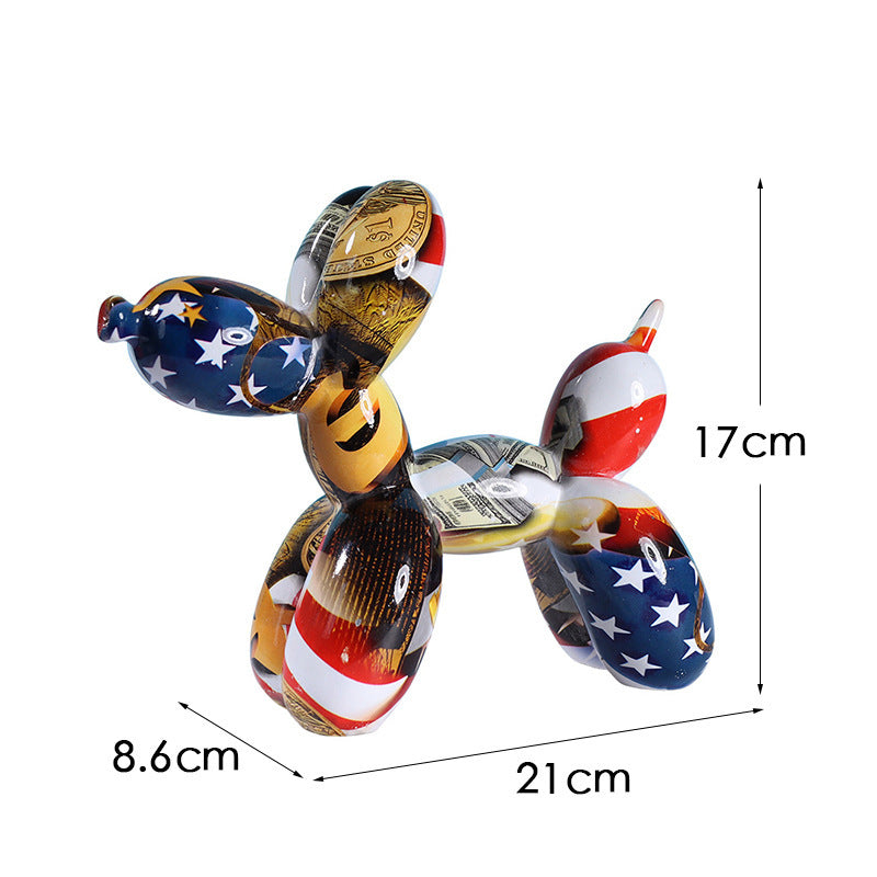 New black and white plaid balloon dog ornaments creative TV cabinet wine cabinet living room porch resin crafts - V.I.P Digital Presence