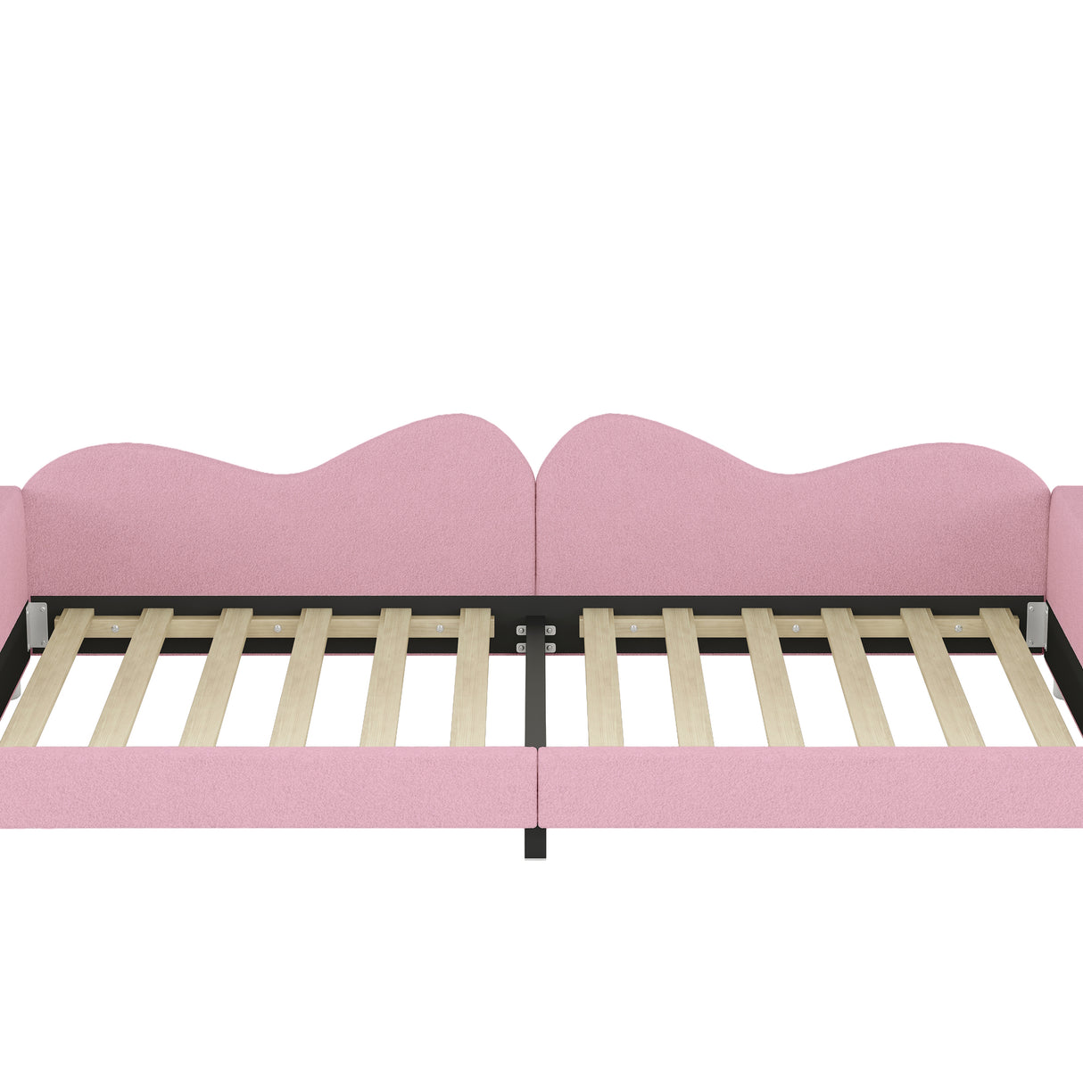 Twin size Upholstered Daybed, Sherpa Fabric Sofabed with Cloud-Shaped Backrest, No Box-spring Needed, Pink - V.I.P Digital Presence
