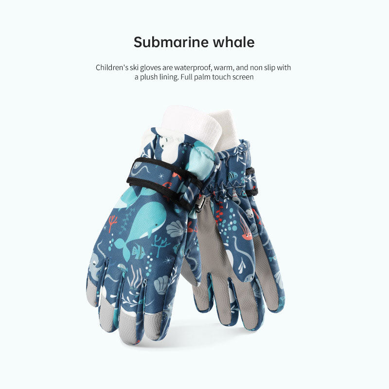 Winter children skiing gloves cycling waterproof windproof cashmere thick warm gloves children - V.I.P Digital Presence