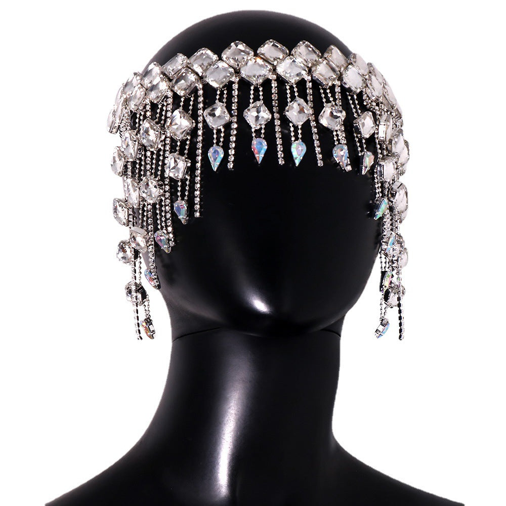 Trendy exaggeration hair chain, European and American fashion, water droplets full of diamonds hair accessories, headwear accessories, hair chain - V.I.P Digital Presence