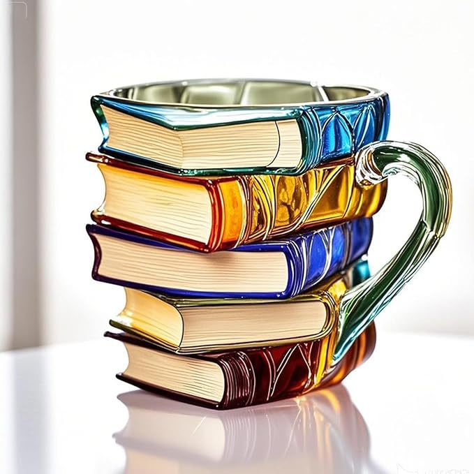 Colorful Books Coffee Cup Unique Stacked Books Coffee Cup - V.I.P Digital Presence