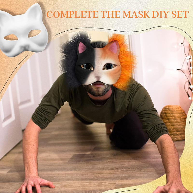 6 Sets Therian Mask Kit. Half-face paper blank masks, hand-painted cat. For DIY, masquerade, cosplay, Christmas gifts. Create un - V.I.P Digital Presence