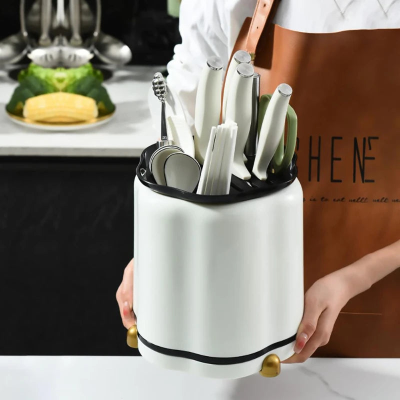 Rotating Knife Holder, Petal Shaped, 360 Degree Rotating, Large Capacity Chopsticks, Knife Holder, Kitchen Supplies Storage Rack - V.I.P Digital Presence