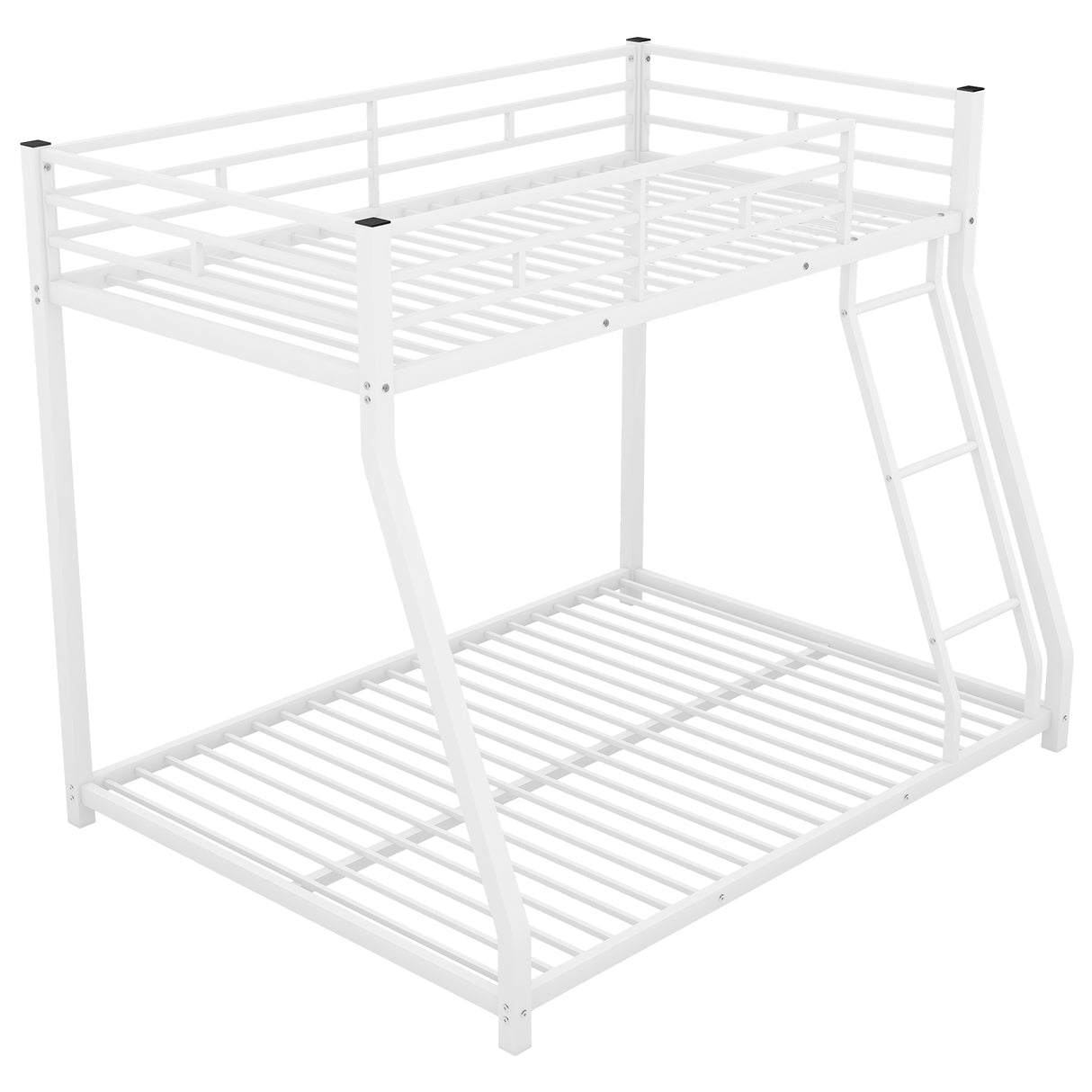 Metal Floor Bunk Bed Twin over Full White