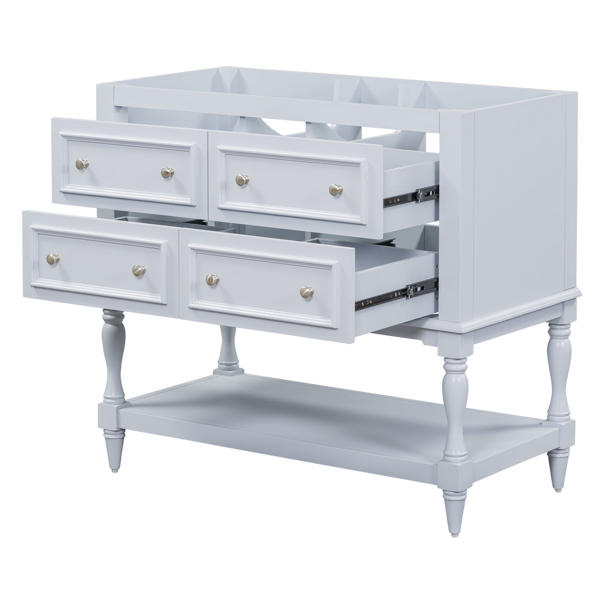 36" Bathroom Vanity Cabinet without Sink Standing Vanity Set with 4 Drawers& Soft Closing Doors Blue (NOT INCLUDE BASIN SINK) - V.I.P Digital Presence