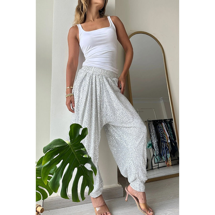 Loose sequin trousers INS elastic waist casual bloomers - V.I.P Digital Presence