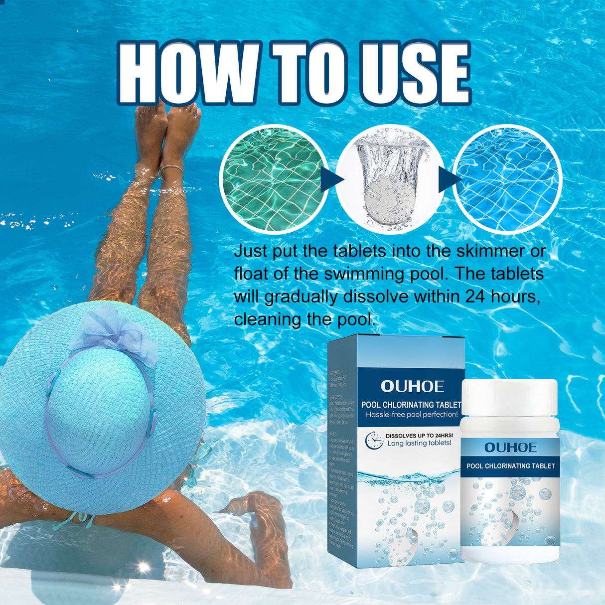 Pool Chlorinated Tablet, Water Quality Cleaning, Odor Removal Instant Multi-Functional Effervescent Tablet - V.I.P Digital Presence
