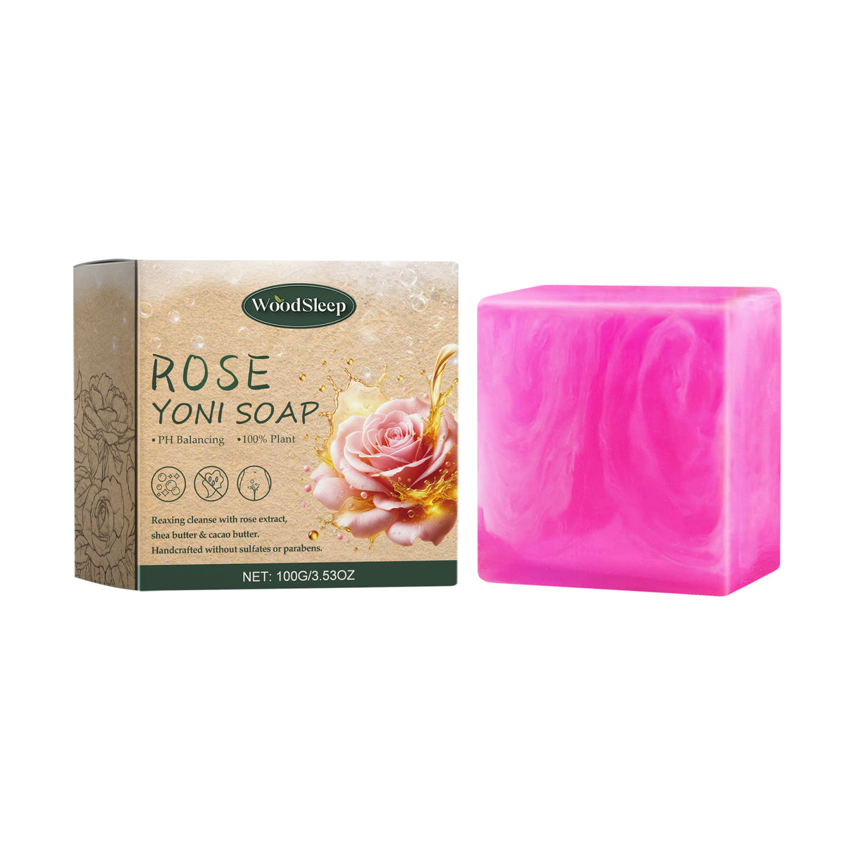 Rose Scented Soap, Women's Skin Care Bath Clean Odors Relieve Body Discomfort Relieve Itching