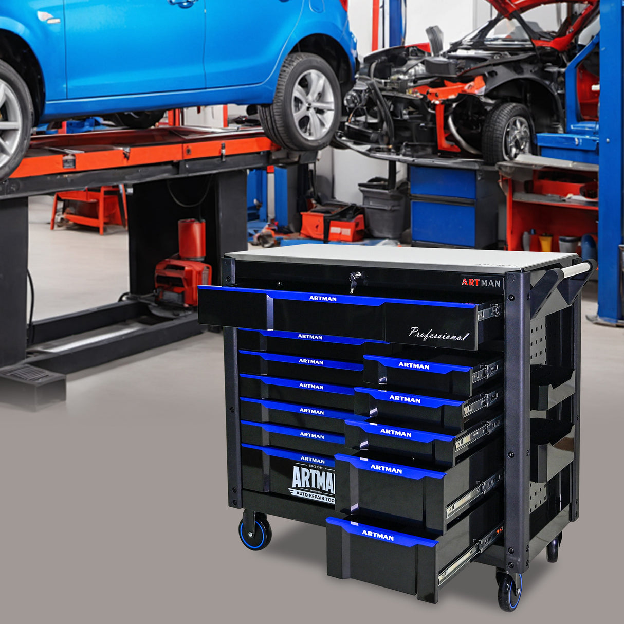 12-Layer Drawer Multi-Purpose Tool Car, With Wheels, Iron Top - V.I.P Digital Presence