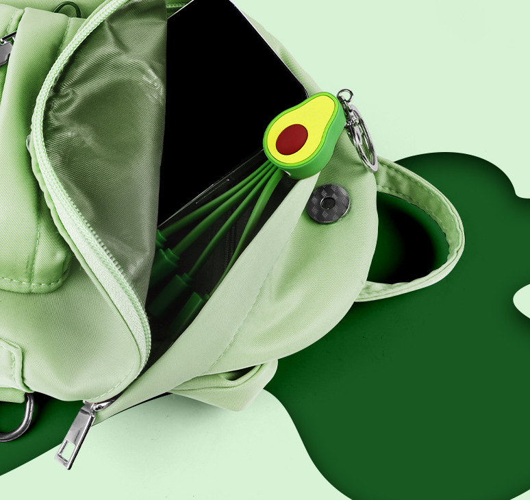 Little Fresh Cartoon Data Cable Avocado Phone Data Cable Cute Girl One to Three Fruit Fast Charging Cable - V.I.P Digital Presence