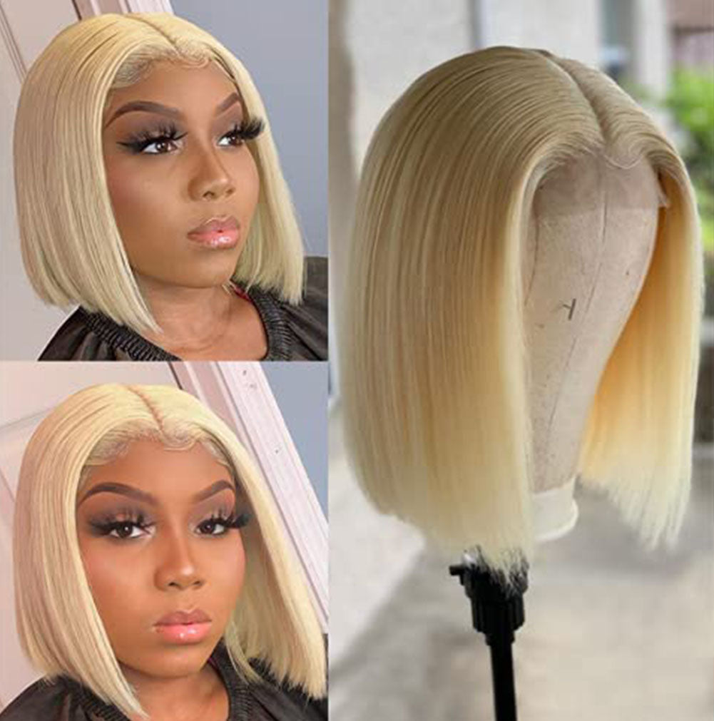 Hand Groove 13*2.5 Chemical Fiber Front Lace Wig Headgear 613# Wave Hair Natural Straight Hairline Wig - V.I.P Digital Presence