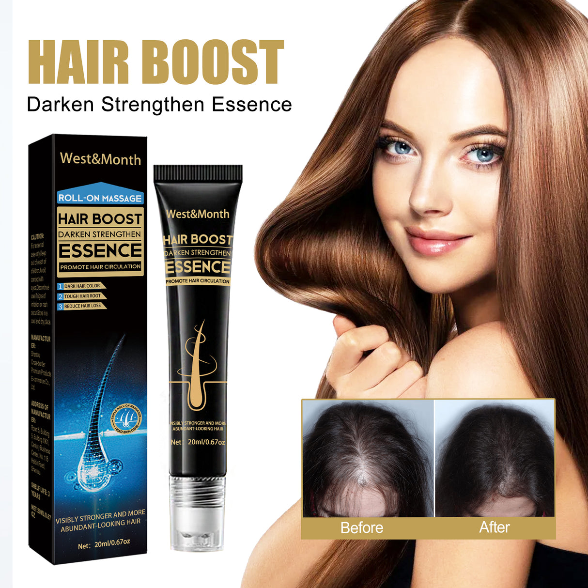 Hair Boost Darken Strengthen Essence, Scalp Massage Moisturizing Hair Roots Thick Smooth Hair Care Ball - V.I.P Digital Presence
