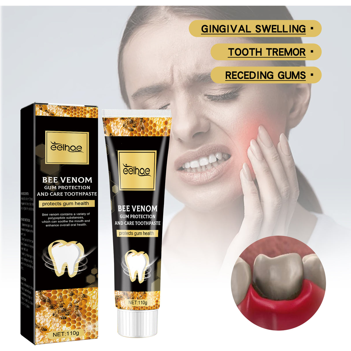 Bee Venom Gingival Toothpaste, Cleaning Stains Breath Fresh Whitening Toothpaste - V.I.P Digital Presence