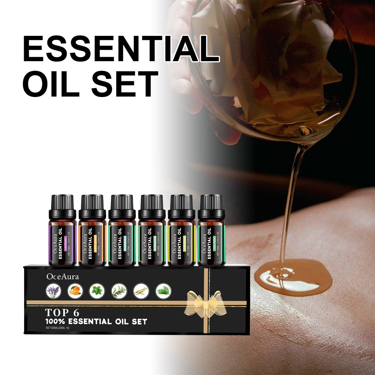 Essential Oil Set, Relieve Body Fatigue Moisturize Dry Skin Lock Water Hydrating Essential Oil